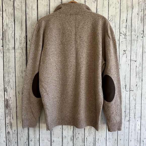 Warren & Parker Mens 1/4 Zip Sweater Size XXL Lambswool Nylon Elbow Patches Tan - Picture 5 of 12